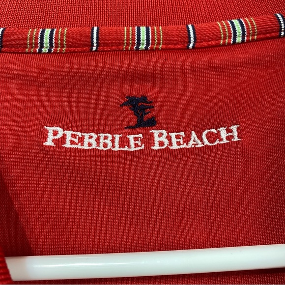 Pebble Beach- Red Striped Men’s Golf Polo Shirt- Sz. XL - Picture 3 of 7
